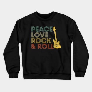 Peace Love Rock and Roll Vintage 70s Retro Music Crewneck Sweatshirt